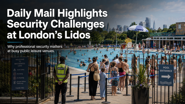 Supporting Safer Summers: All Time Security Pictured on Duty as Daily Mail Looks at London Lido Safety